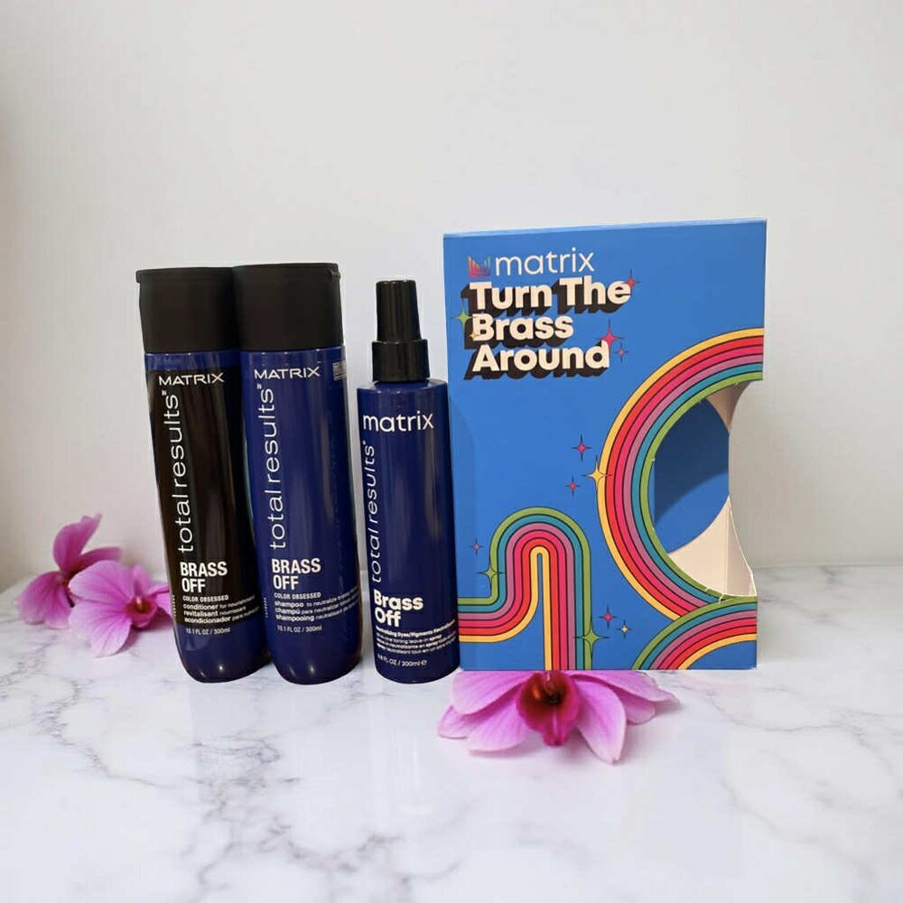 Matrix Total Results Brass Off Trio Shampoo, Conditioner & Leave‑In Spray